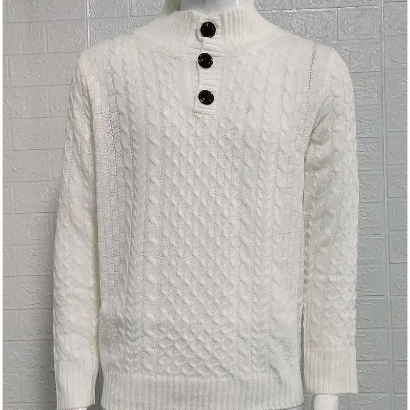 Akrylowy stojak mężczyzn pullover dzianin guziki mody mody SWEAT