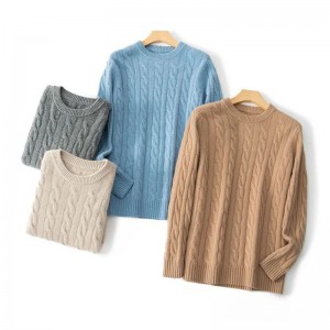 Kabelna okrągłym szyi mężczyzn Kwiat ciepły siedmiocześnie zagęszczony sweter