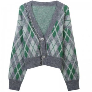 Argyle Jacquard dzianinowy sweter swetrów Kobiet Kobiet Kobiet