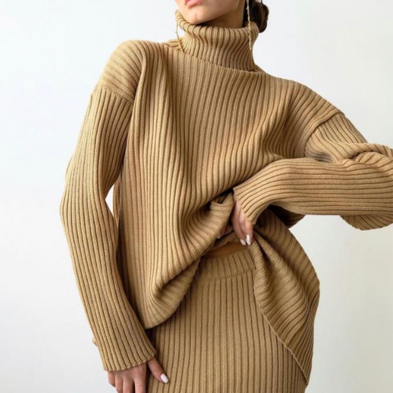 Zimowenowe modne kobiety Warme Turtleeck Pullower Kited Sweter Sweter